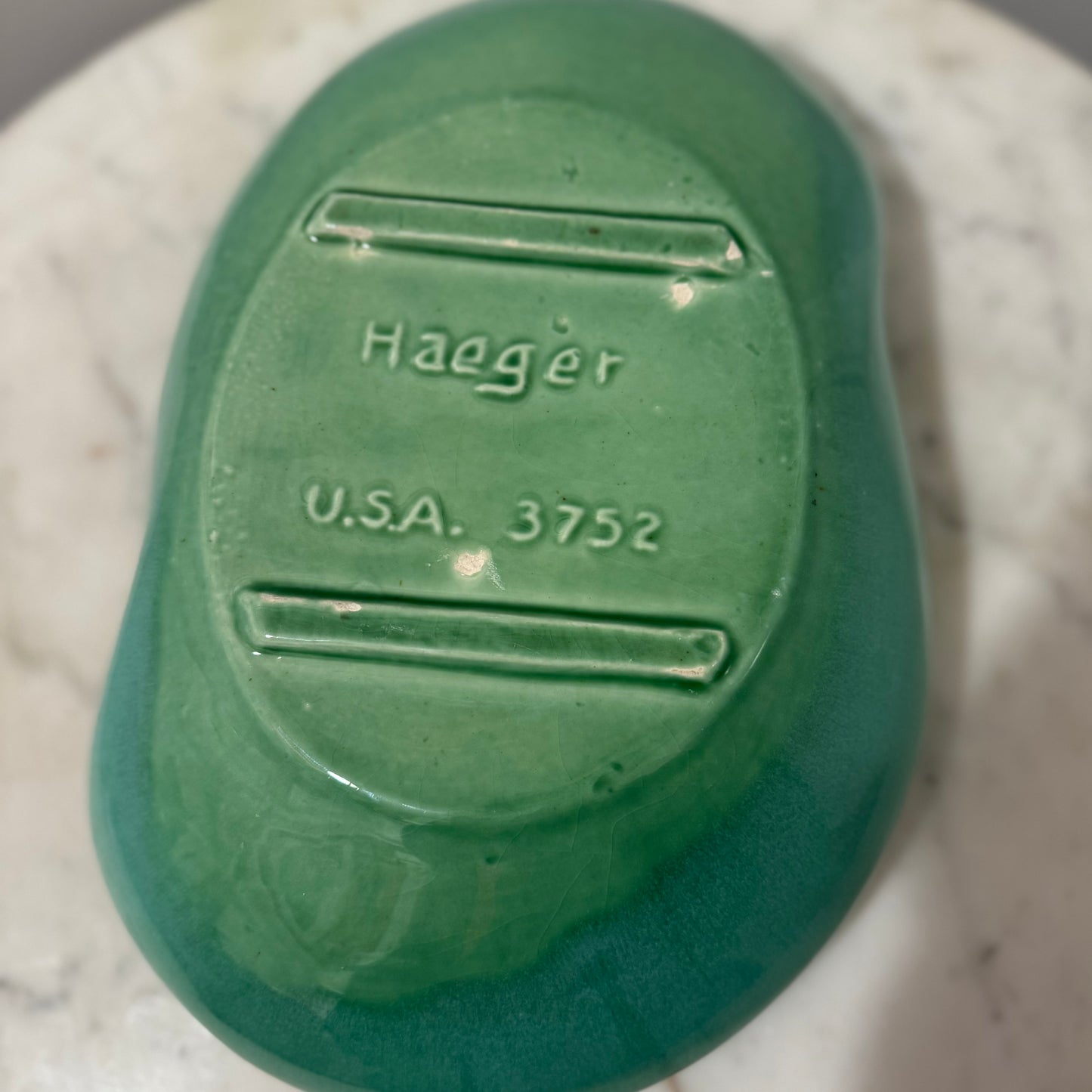 Vintage Haeger Green Kidney Bowl