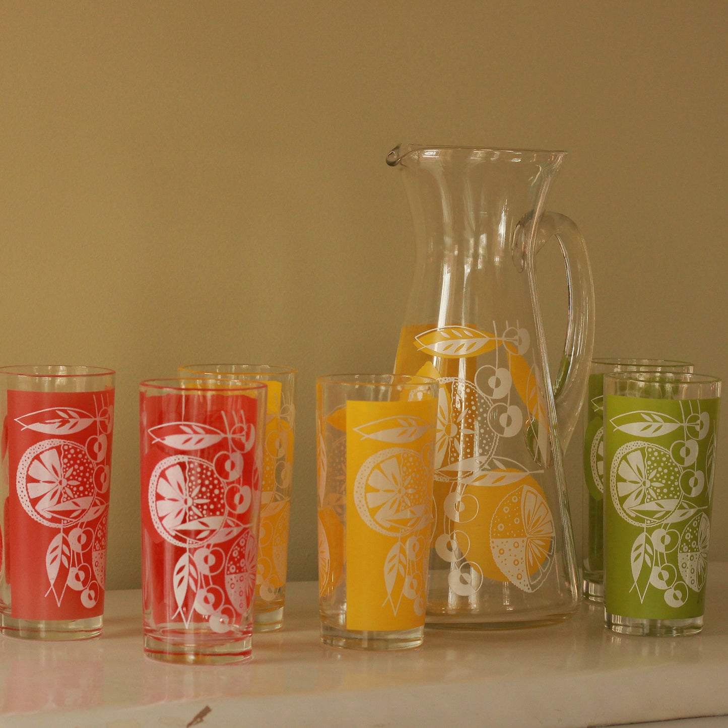 Vintage Juice Carafe & Glasses