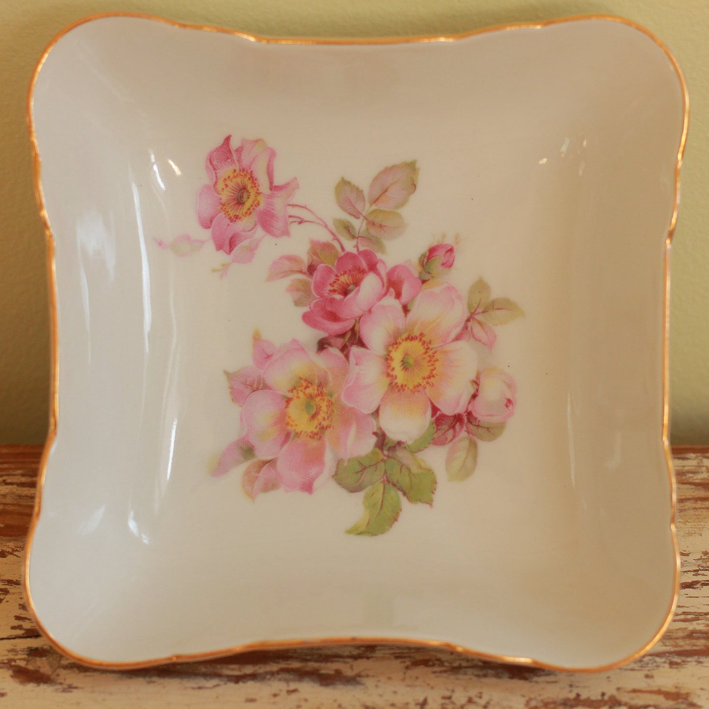 Vintage Schumann Arzberg Wild Rose Trinket Dish