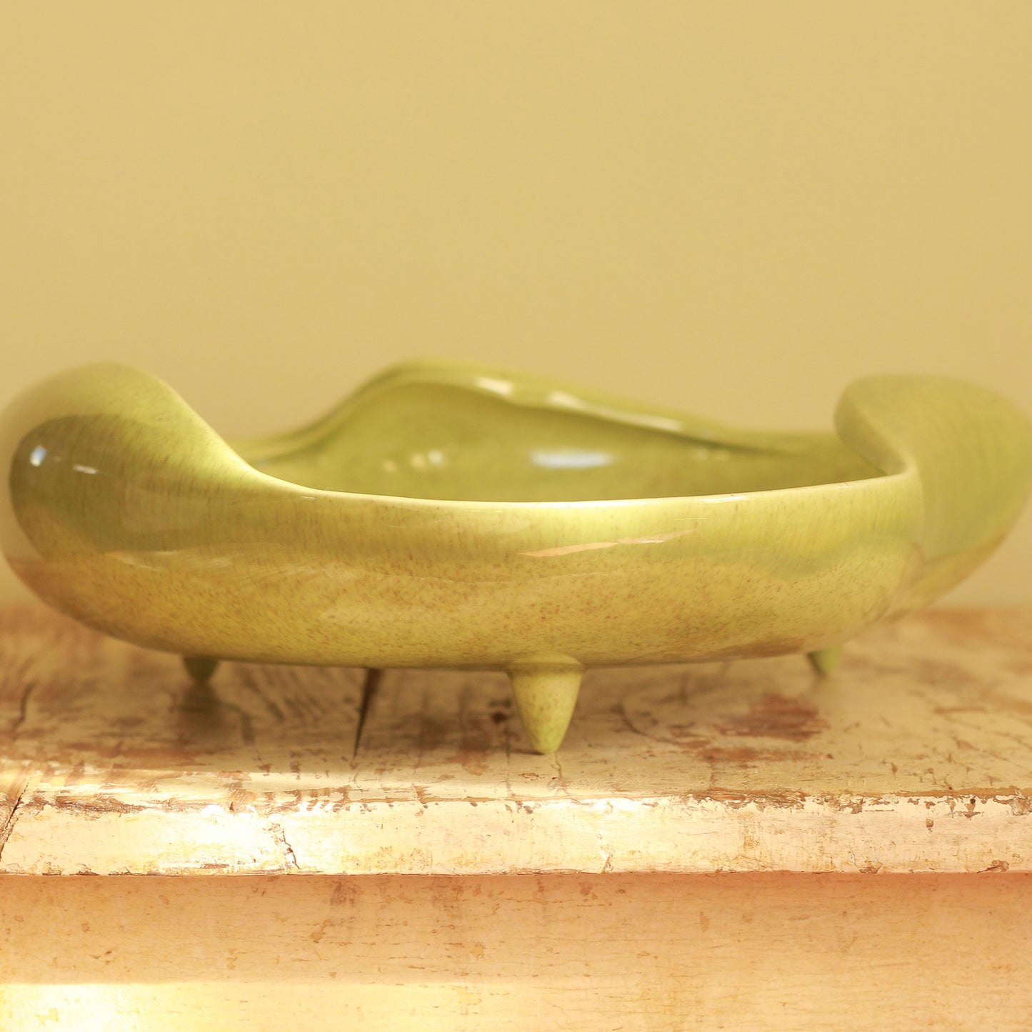 MCM Red Wing Green Speckled Console Bowl