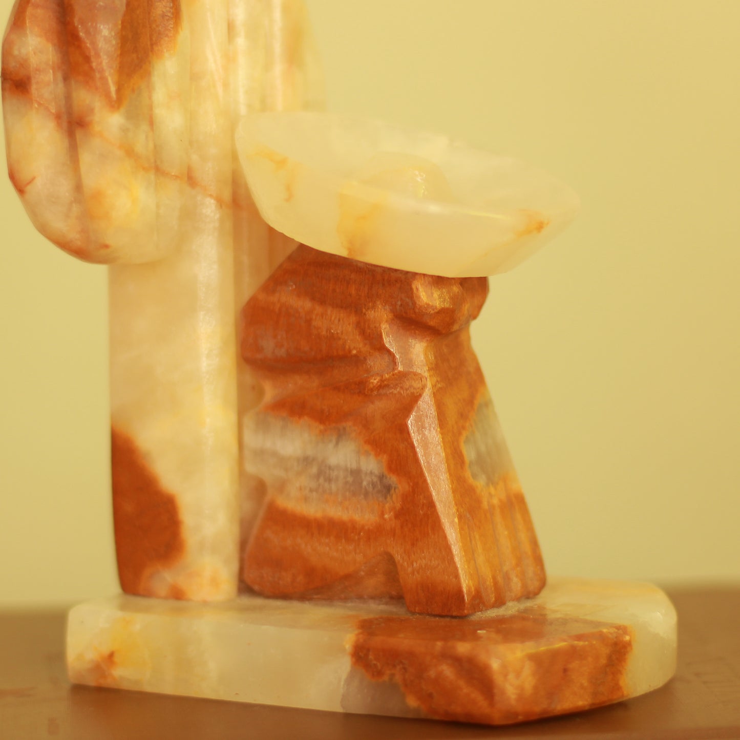 Vintage Carved Onyx Cactus Bookend