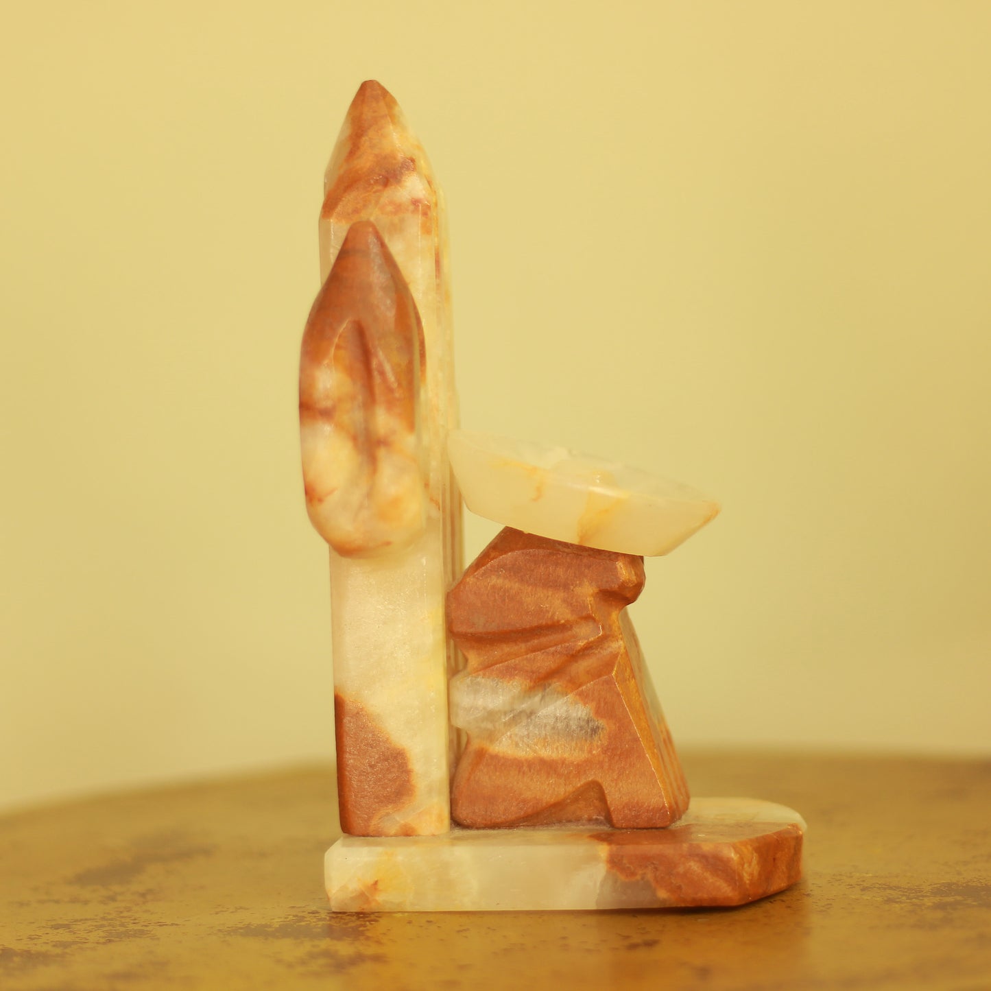 Vintage Carved Onyx Cactus Bookend