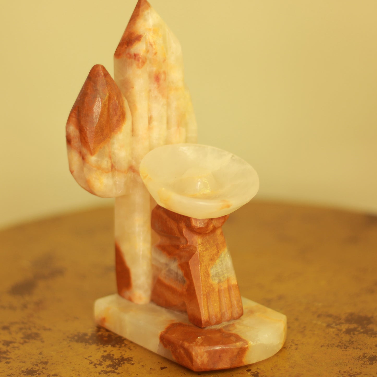 Vintage Carved Onyx Cactus Bookend