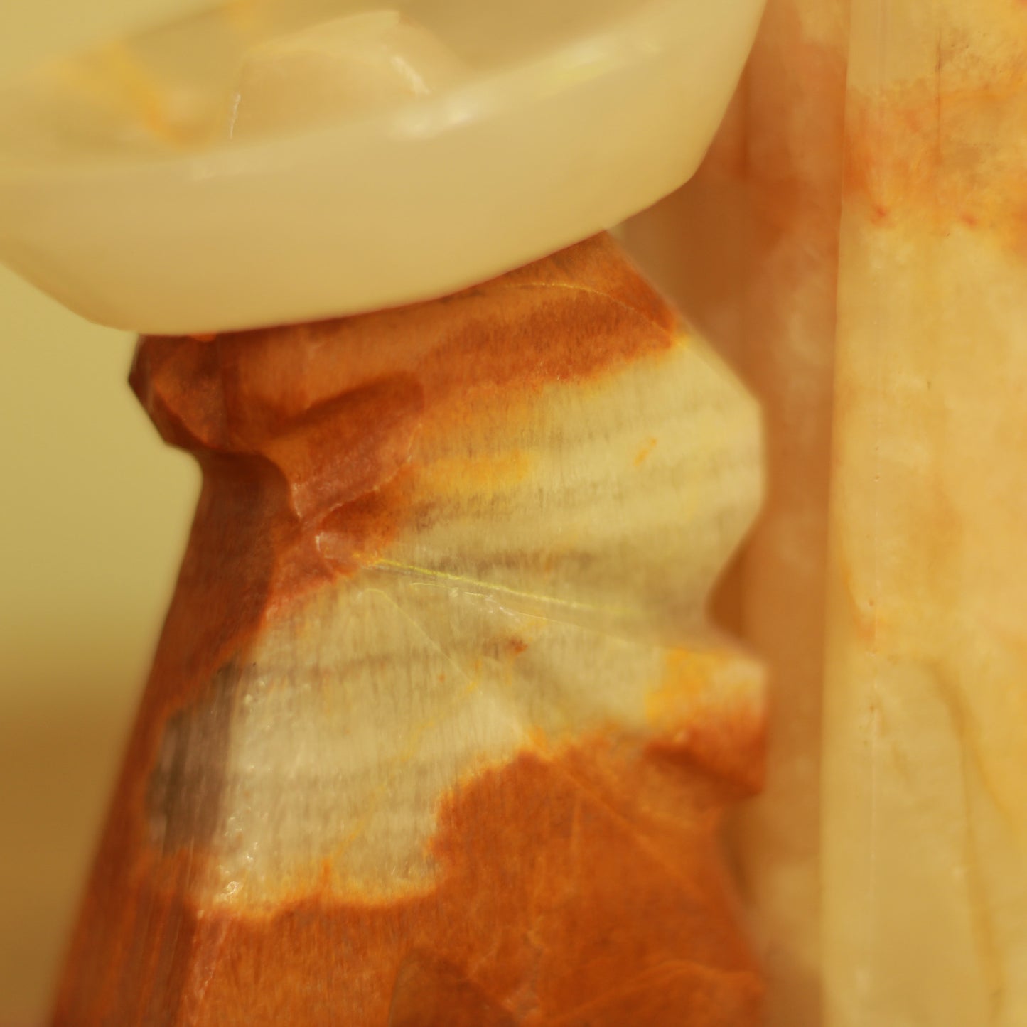 Vintage Carved Onyx Cactus Bookend