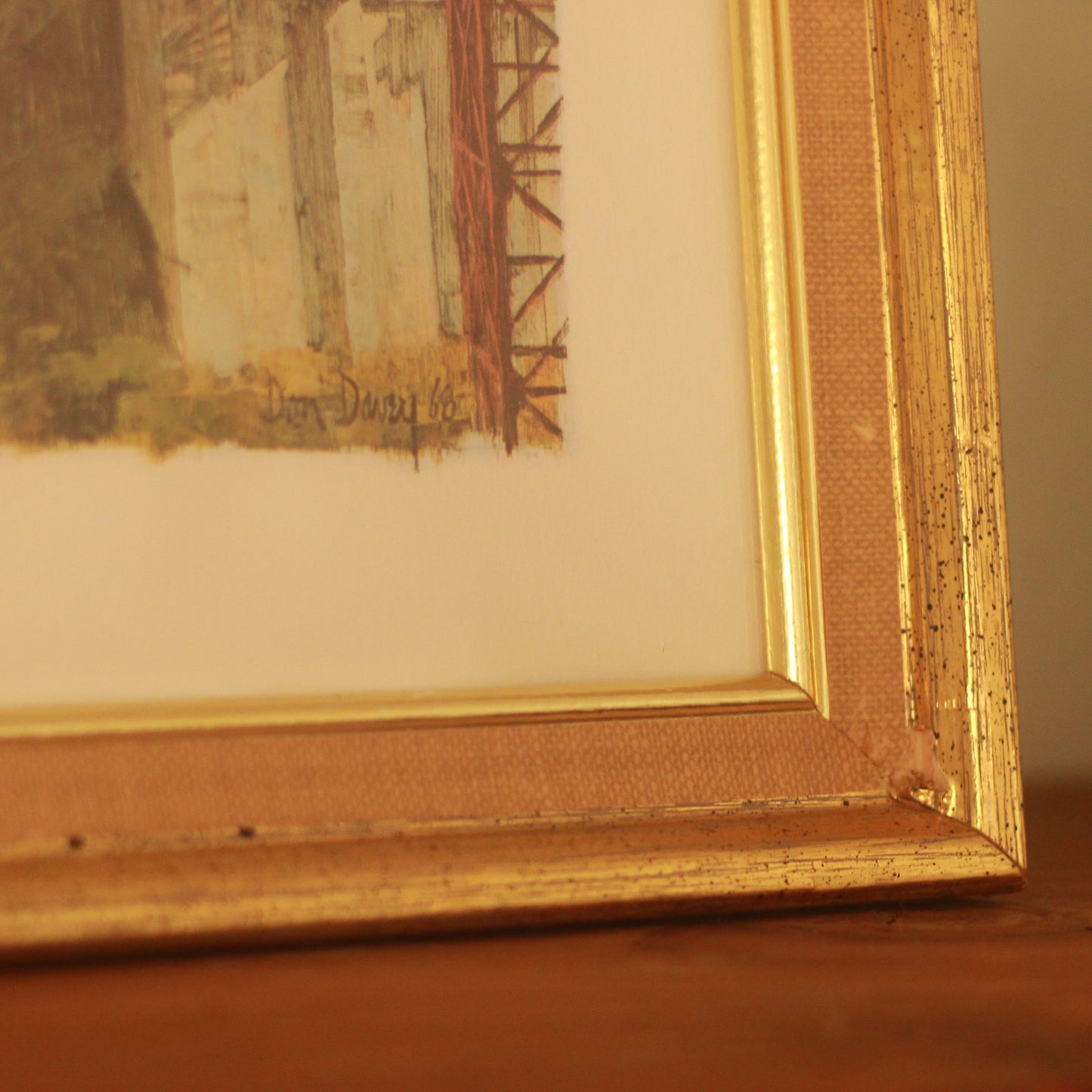 Vintage Framed Dan Davey Golden Gate Bridge Print