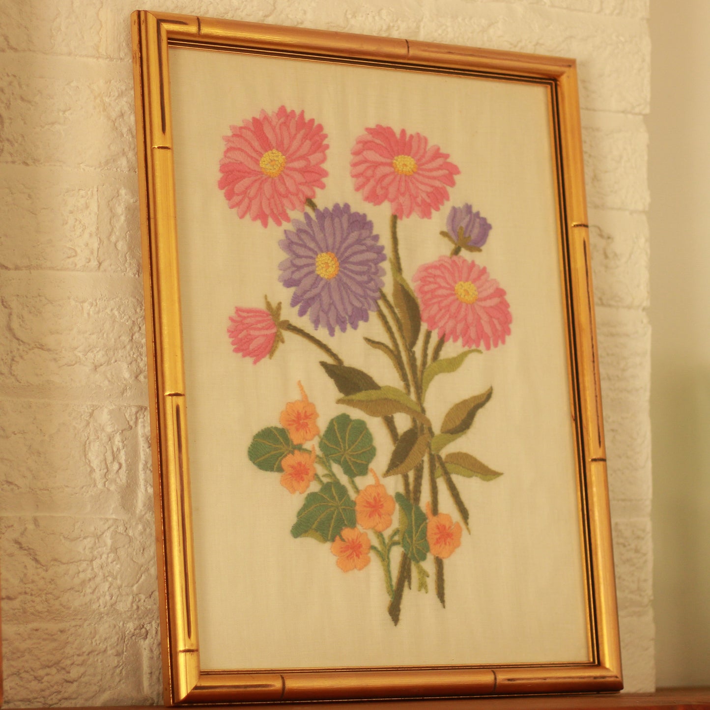 Vintage Floral Framed Needlework