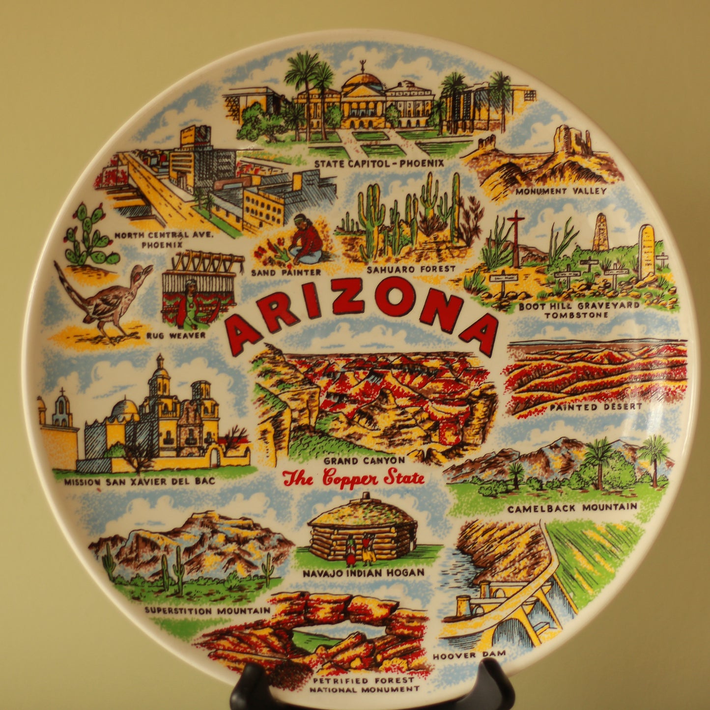 Vintage Arizona Souvenir Plate