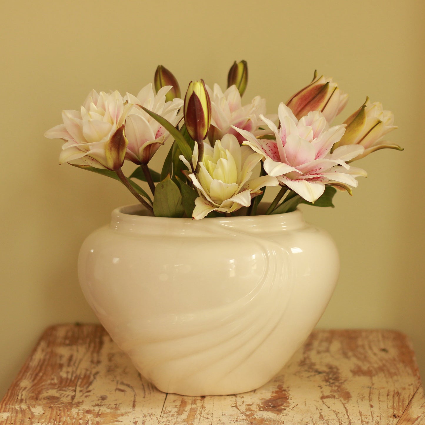 Vintage Haeger Pottery White Art Deco Vase