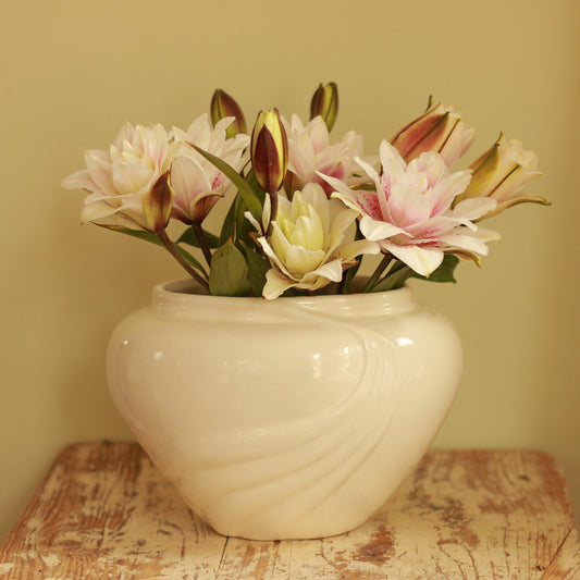 Vintage Haeger Pottery White Art Deco Vase