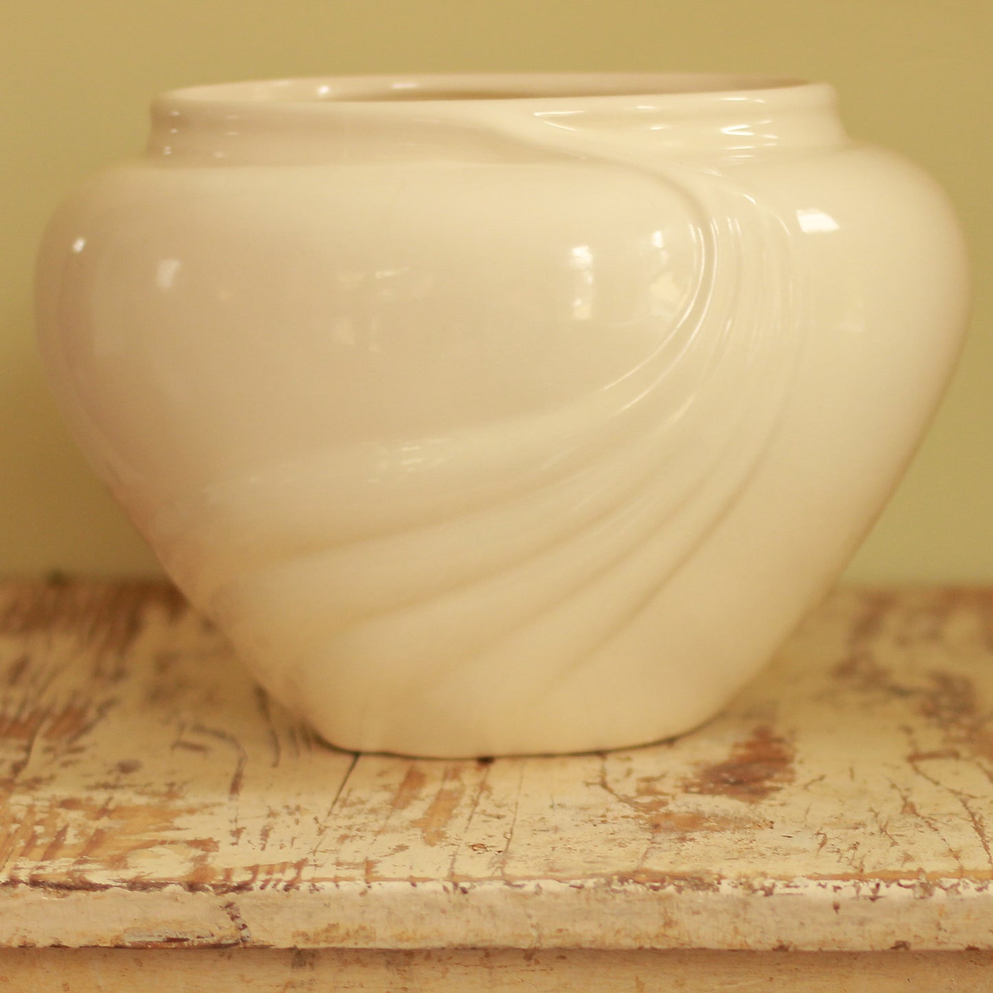 Vintage Haeger Pottery White Art Deco Vase