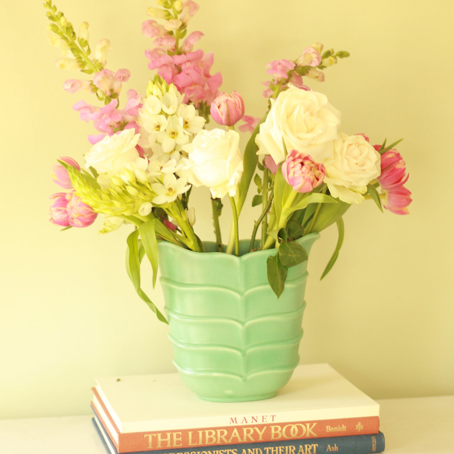 Vintage Stangl Jade Green Leaf Fan Vase