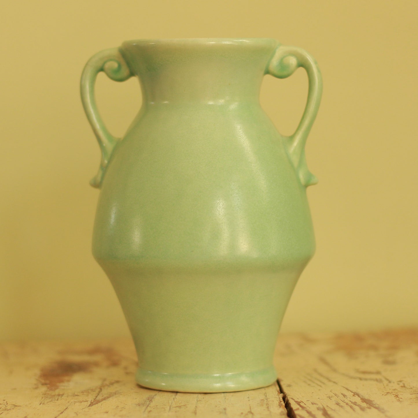 Vintage RumRill Double Handle Green Vase