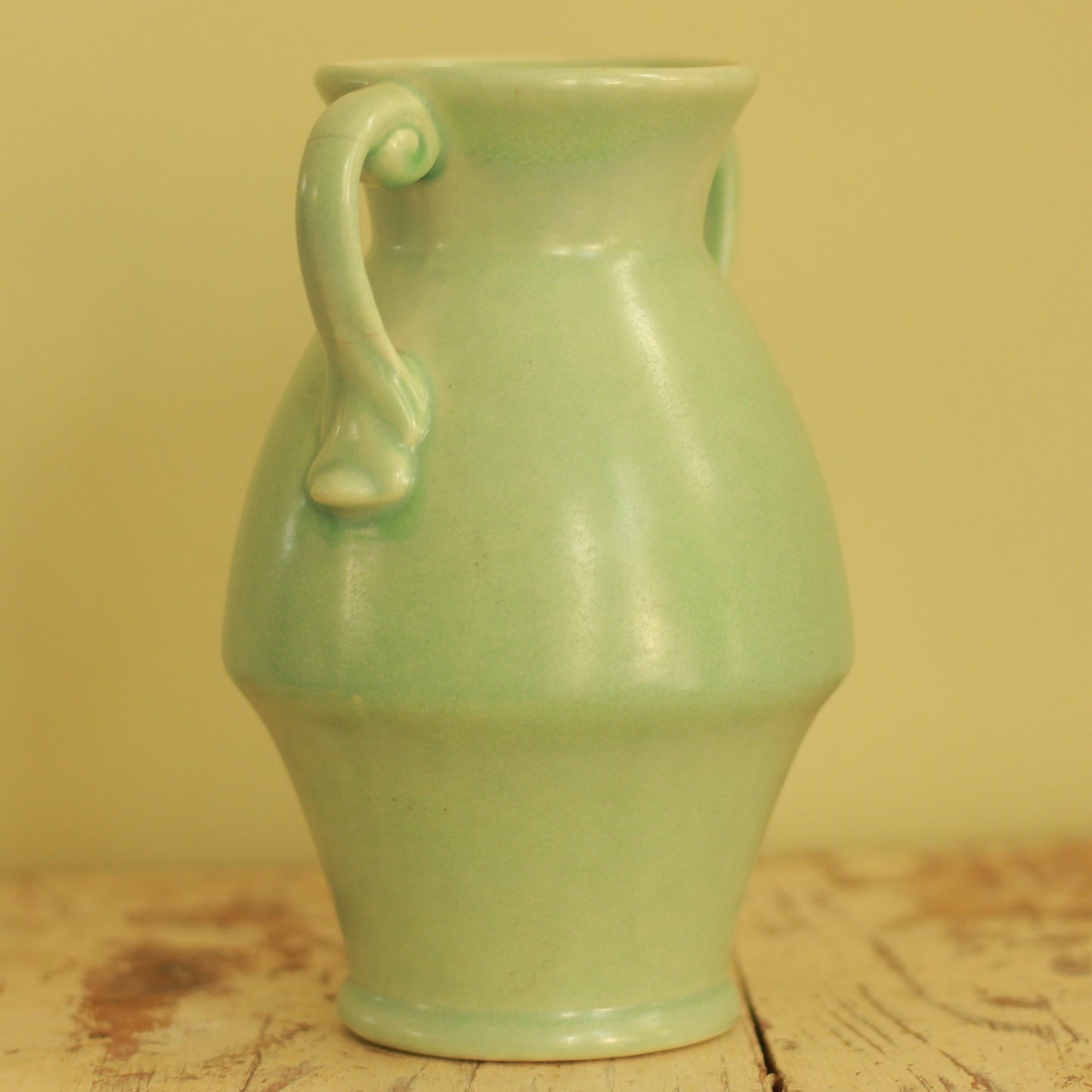 Vintage RumRill Double Handle Green Vase