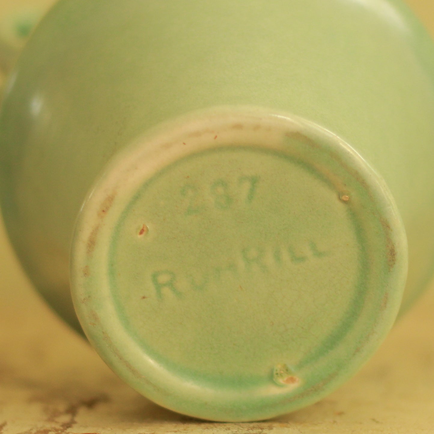 Vintage RumRill Double Handle Green Vase