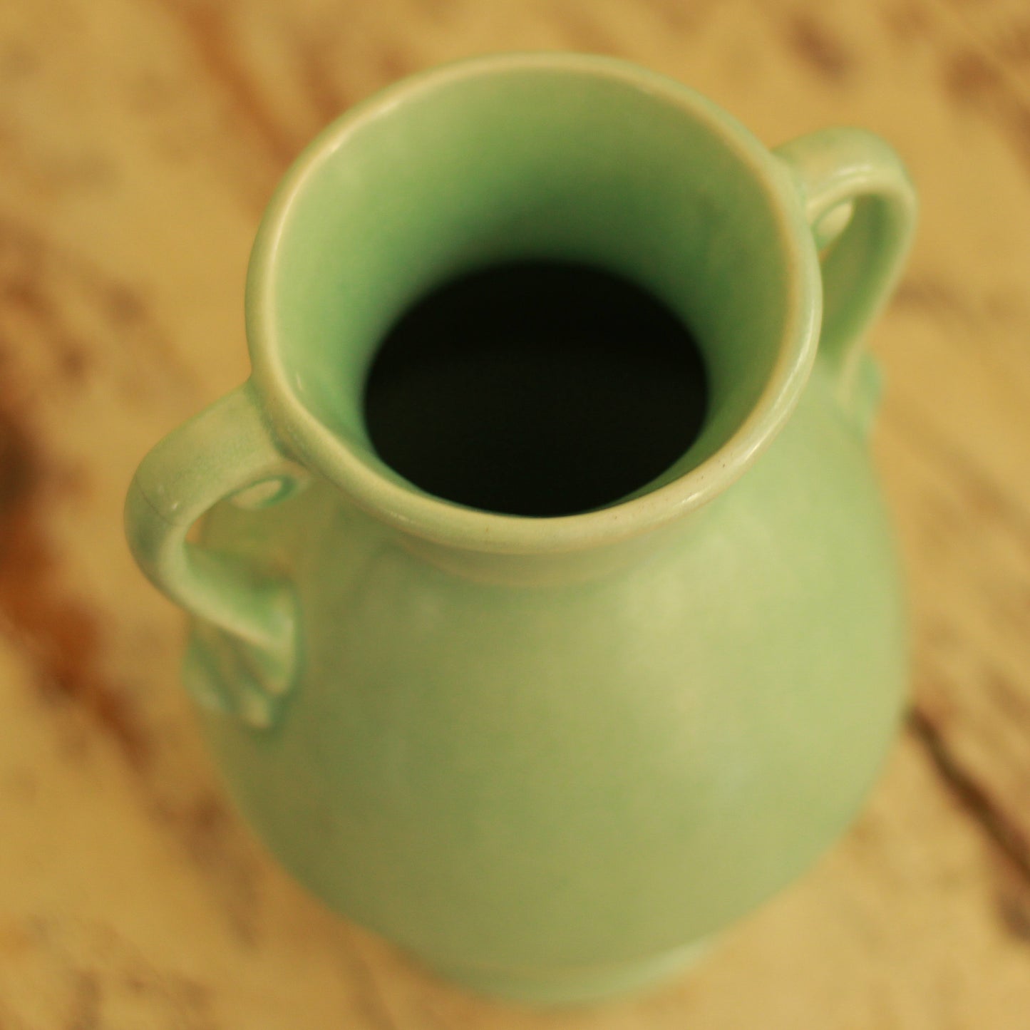 Vintage RumRill Double Handle Green Vase