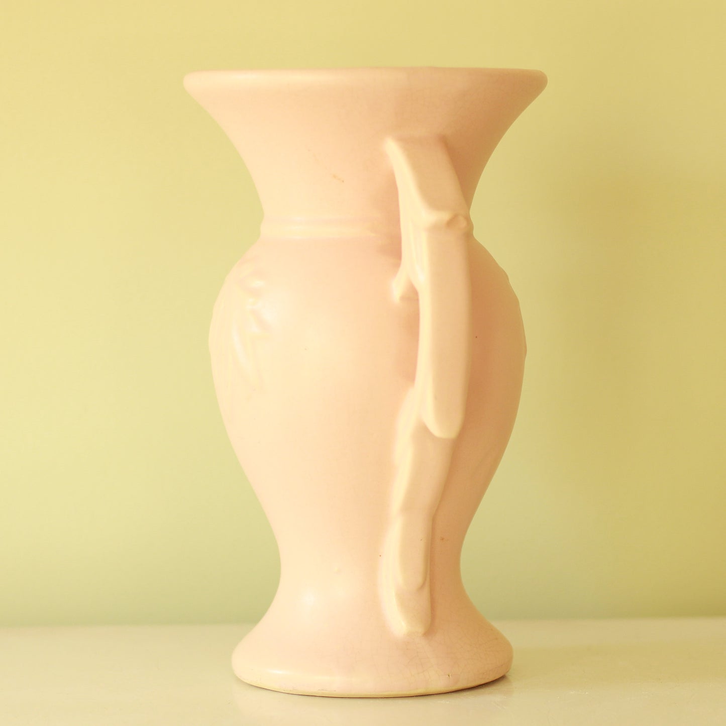 Vintage McCoy Pink Vase with Leaf Motif