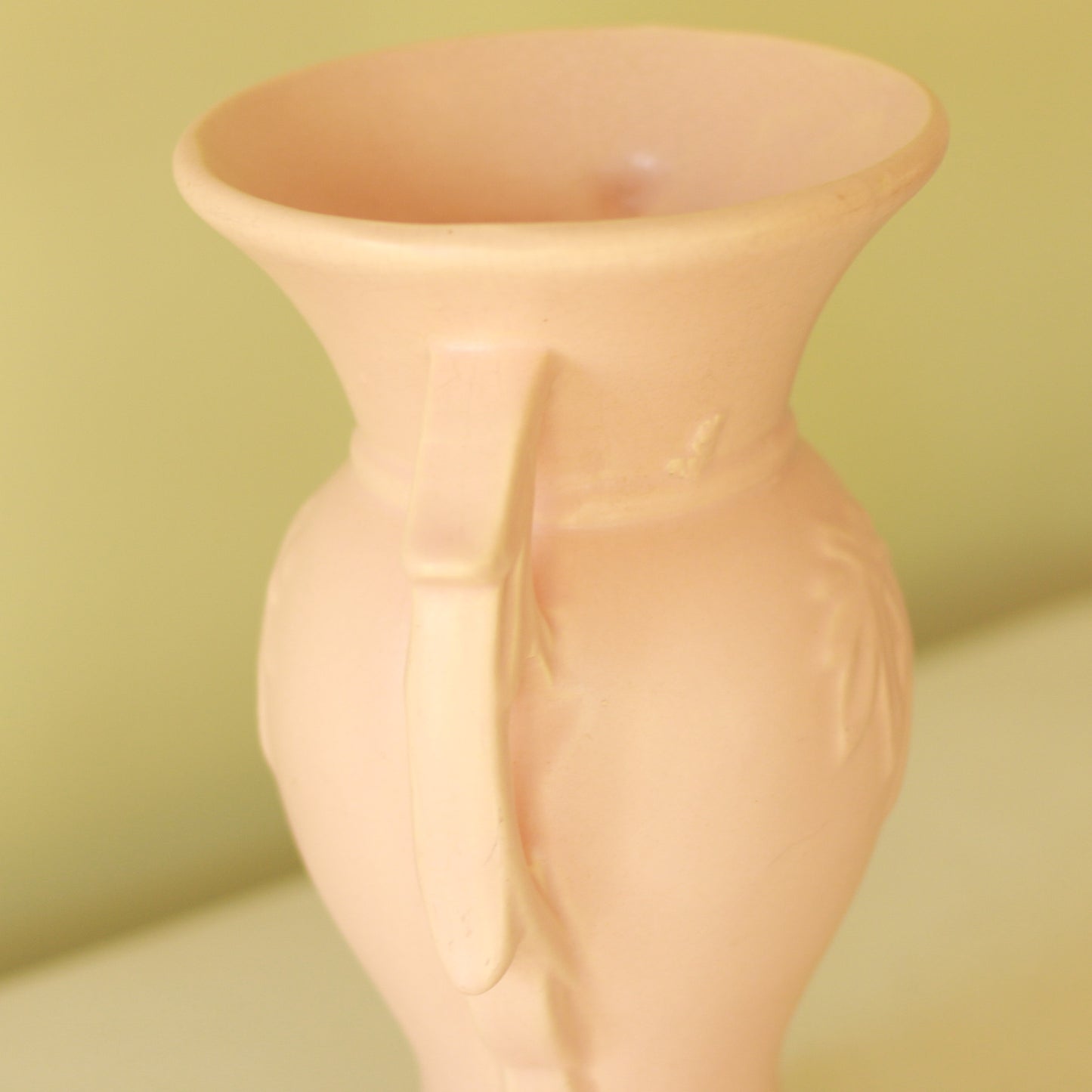 Vintage McCoy Pink Vase with Leaf Motif