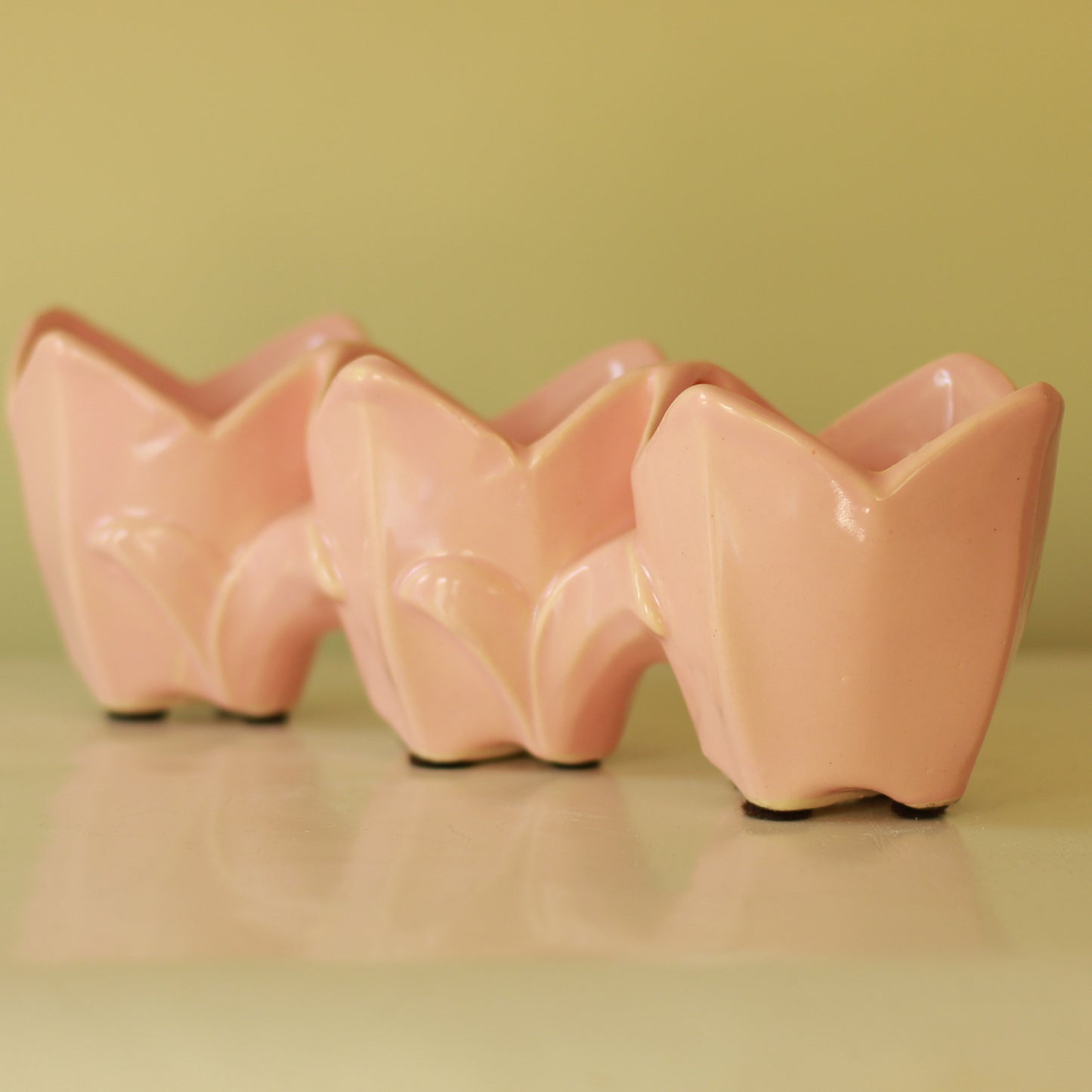Vintage Triple Tulip Pink Planter