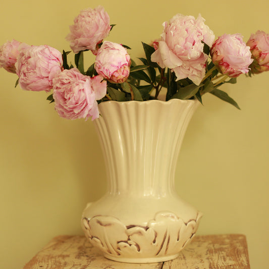 Vintage Rumrill Floral Vase in Ivory