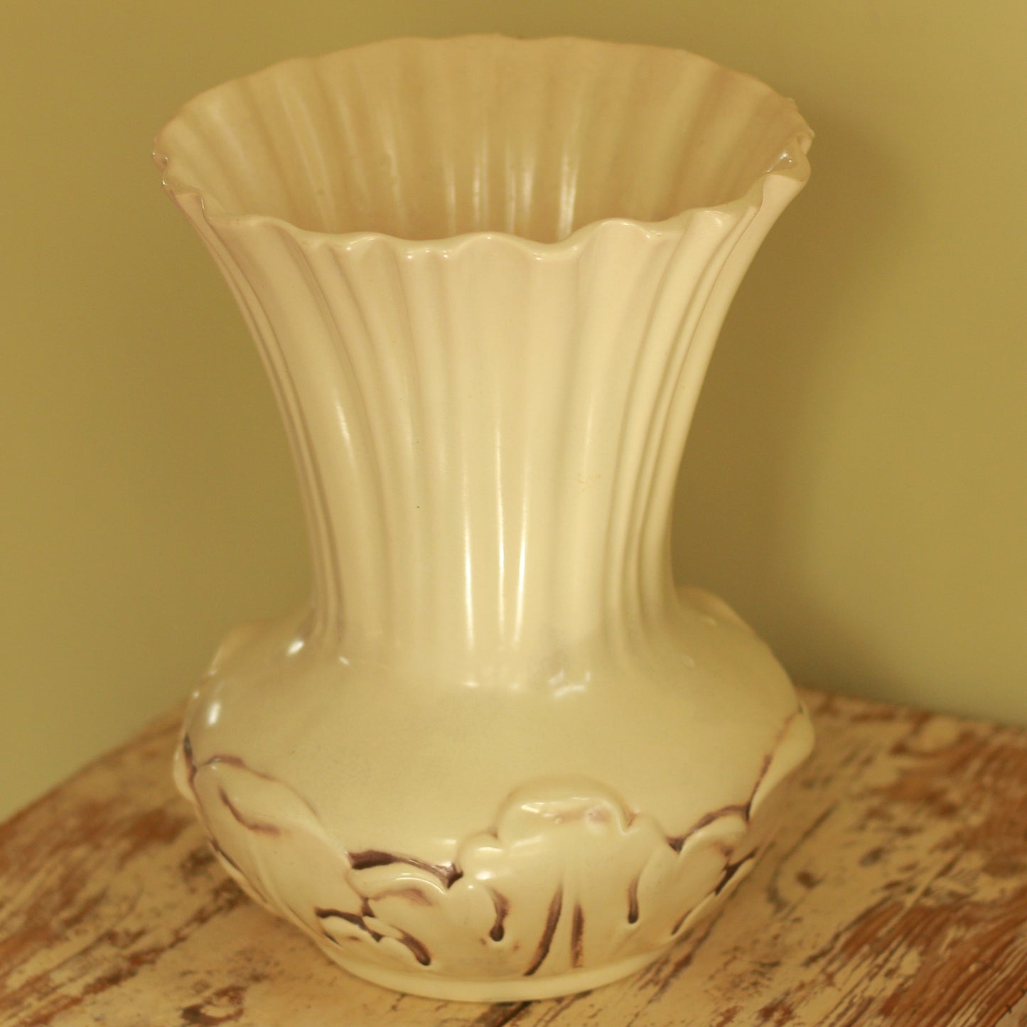 Vintage Rumrill Floral Vase in Ivory