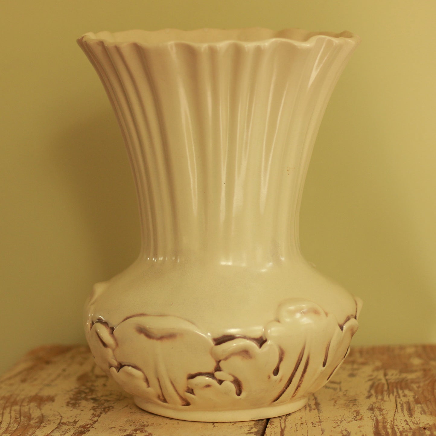 Vintage Rumrill Floral Vase in Ivory