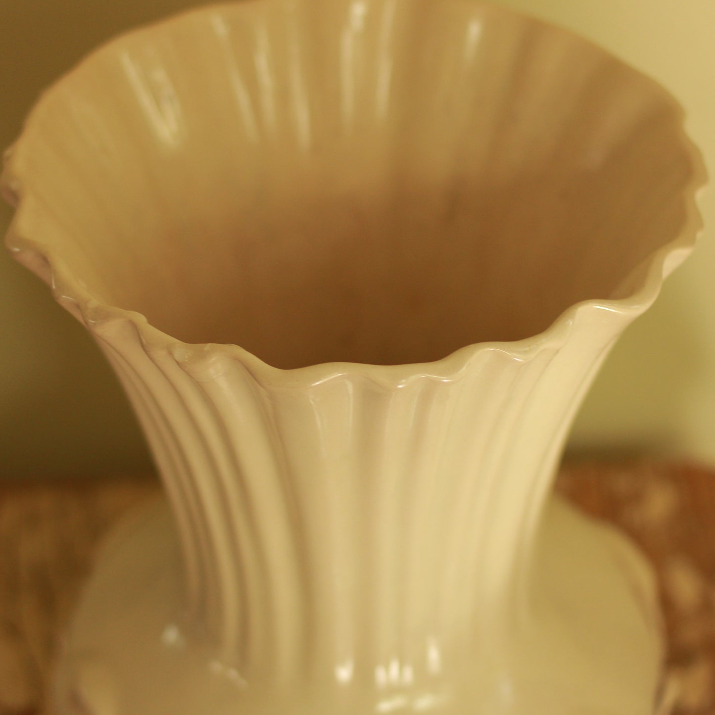 Vintage Rumrill Floral Vase in Ivory