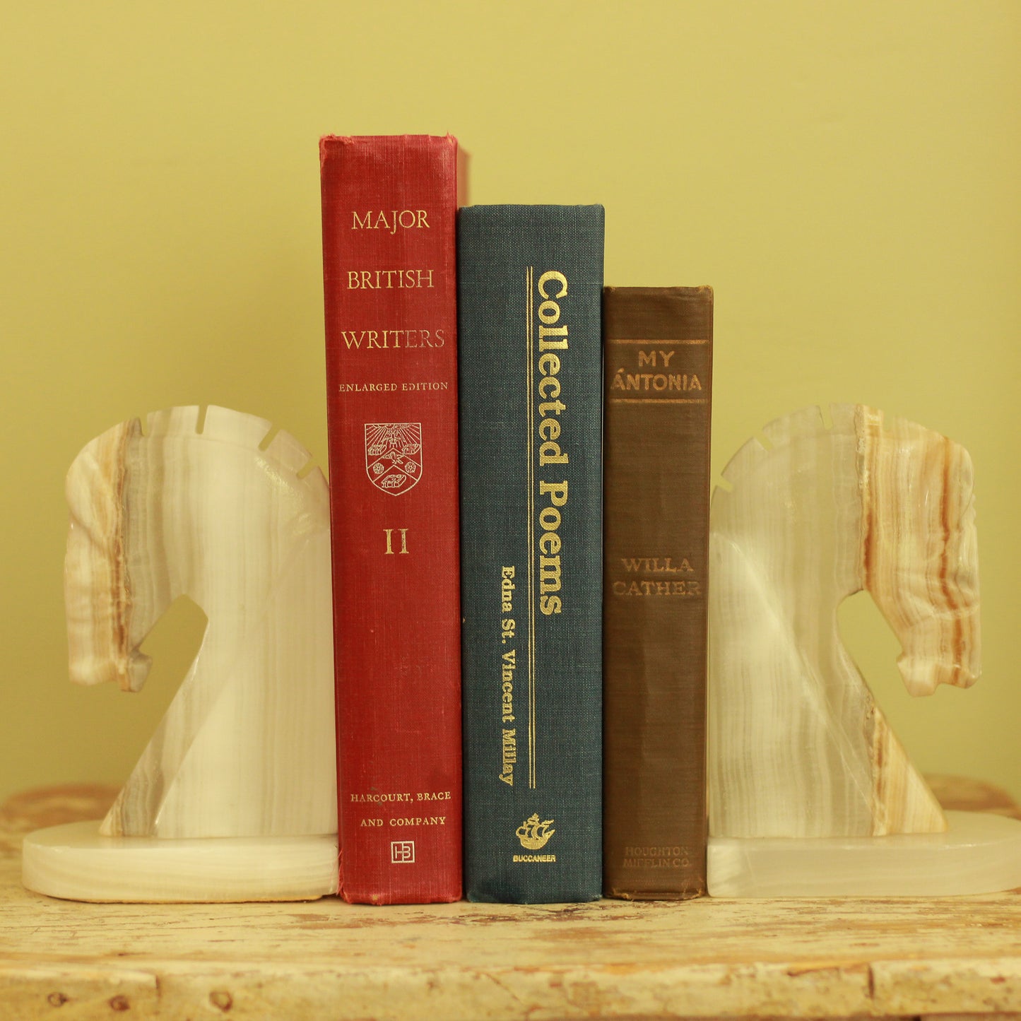 Vintage Set of Horse Head Onyx Bookends