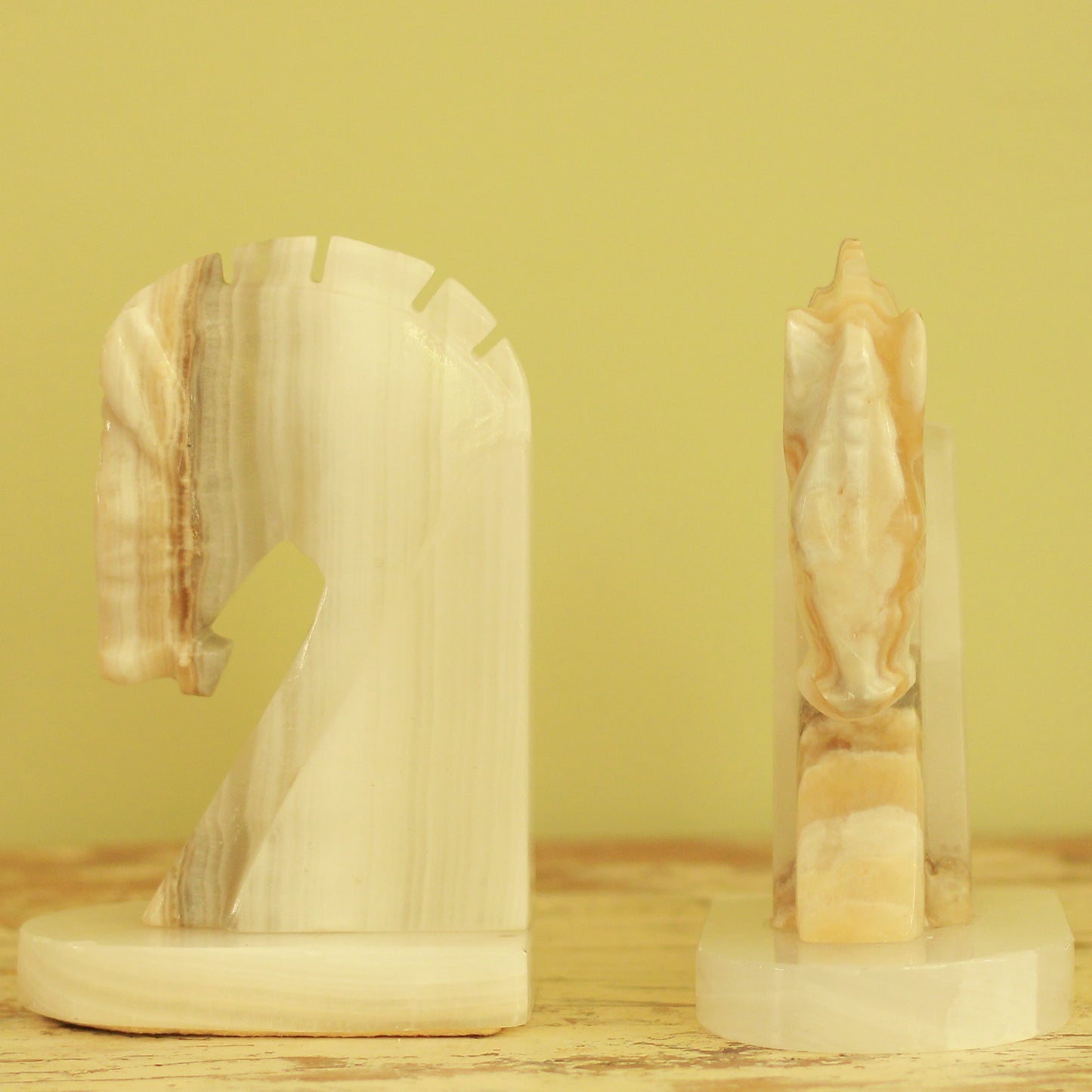 Vintage Set of Horse Head Onyx Bookends