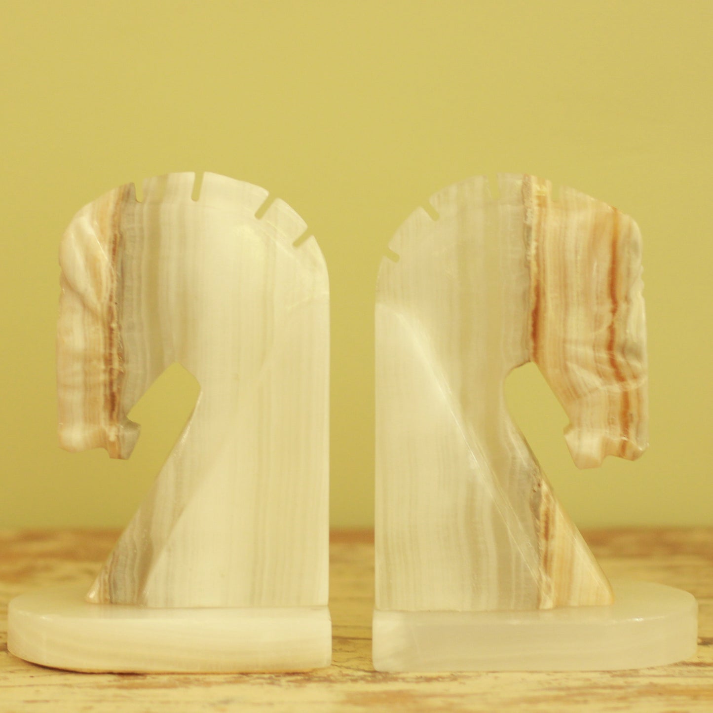 Vintage Set of Horse Head Onyx Bookends