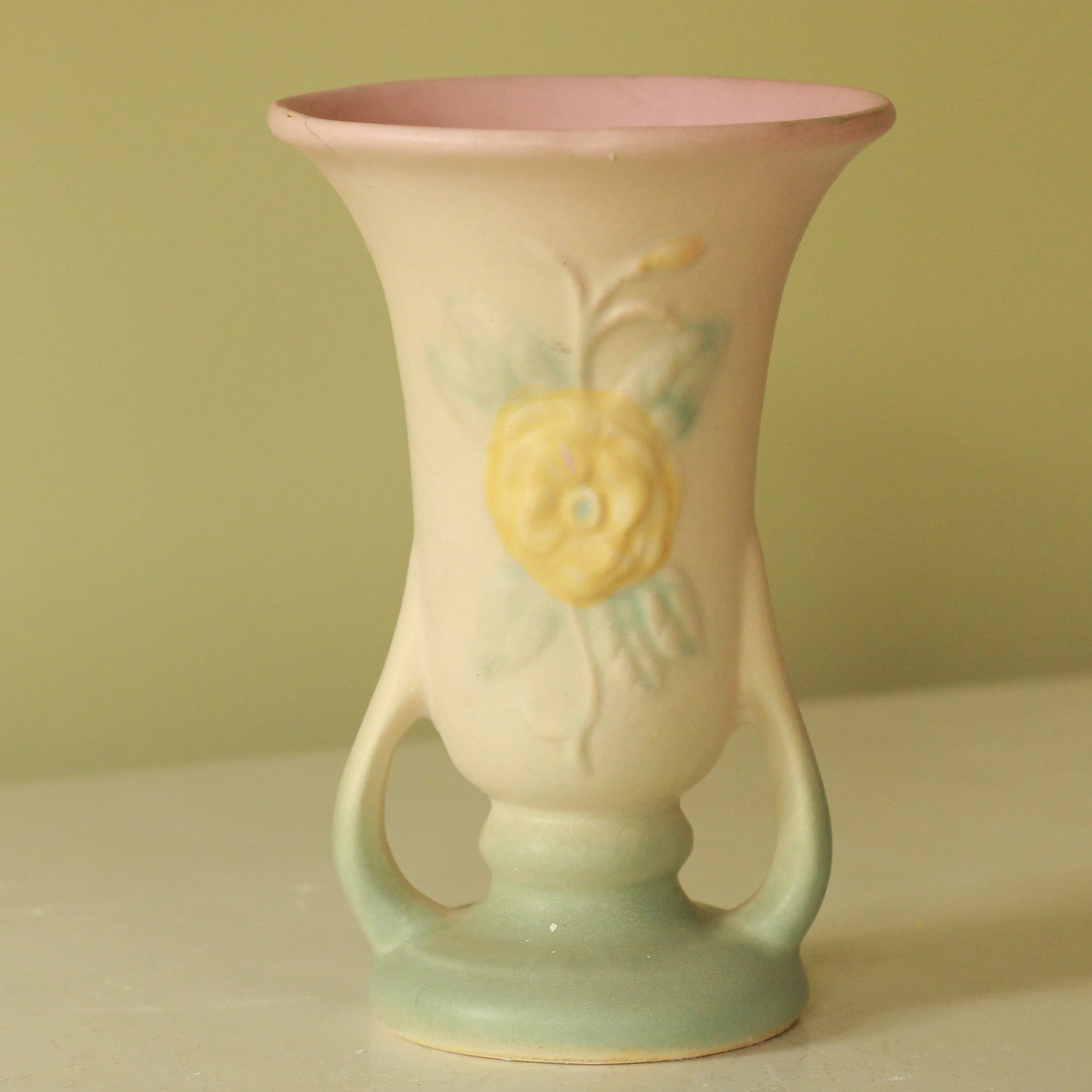 Vintage Hull Pottery Open Rose Vase