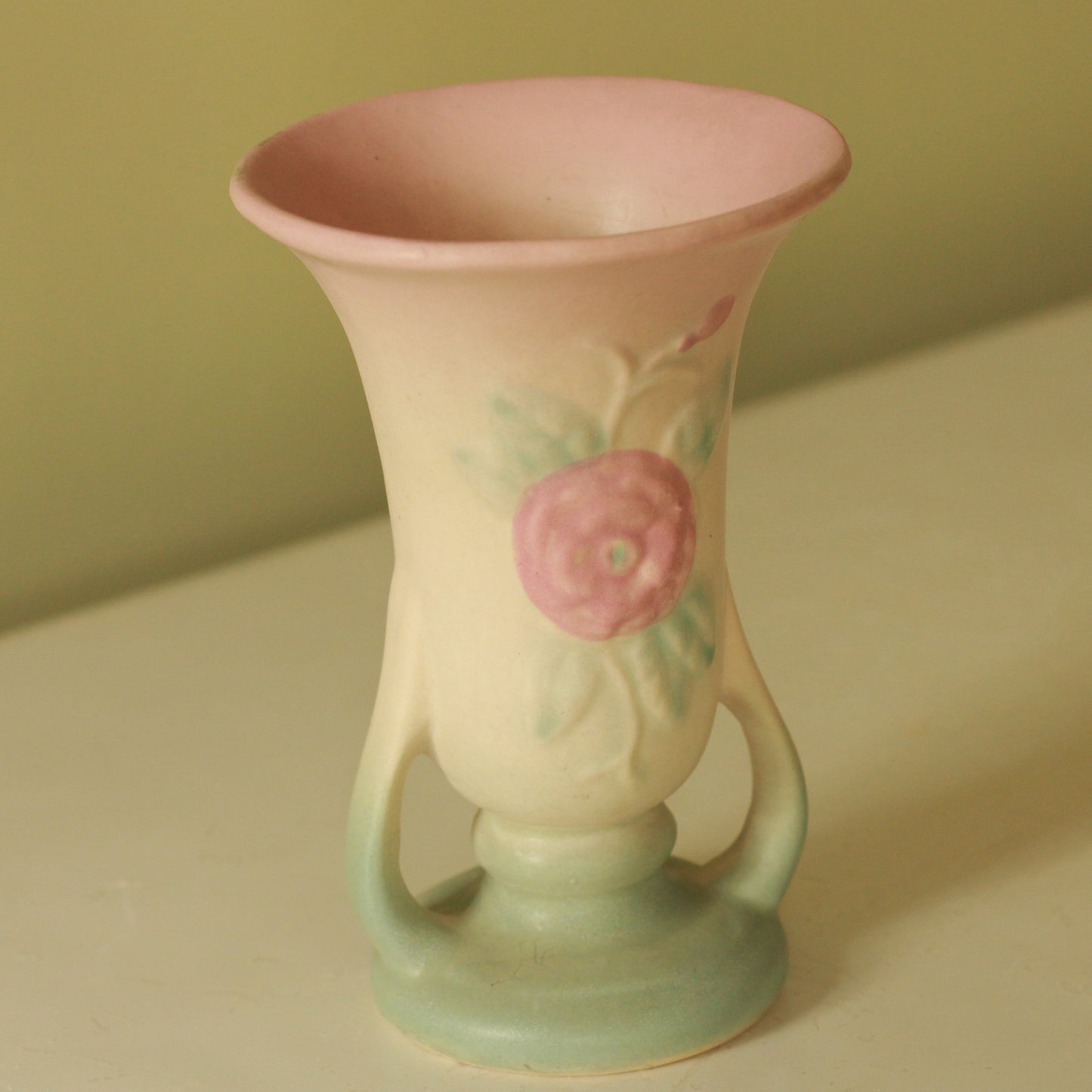 Vintage Hull Pottery Open Rose Vase