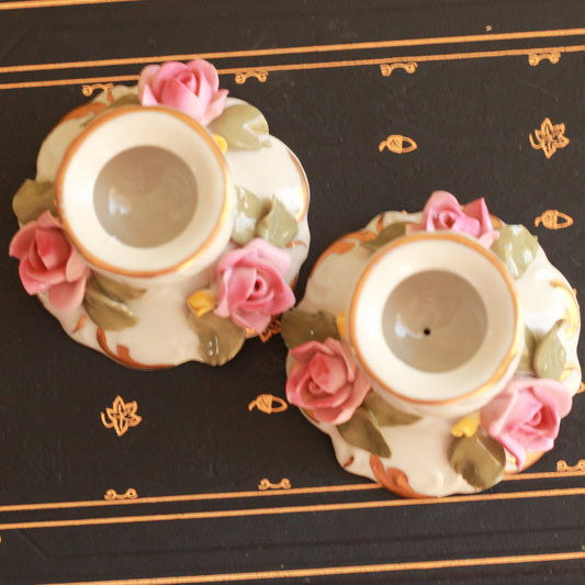 Vintage Dresden Porcelain Candlestick Pair