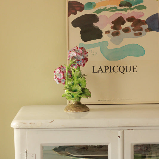 Italian Glazed Porcelain Hydrangea Sculpture