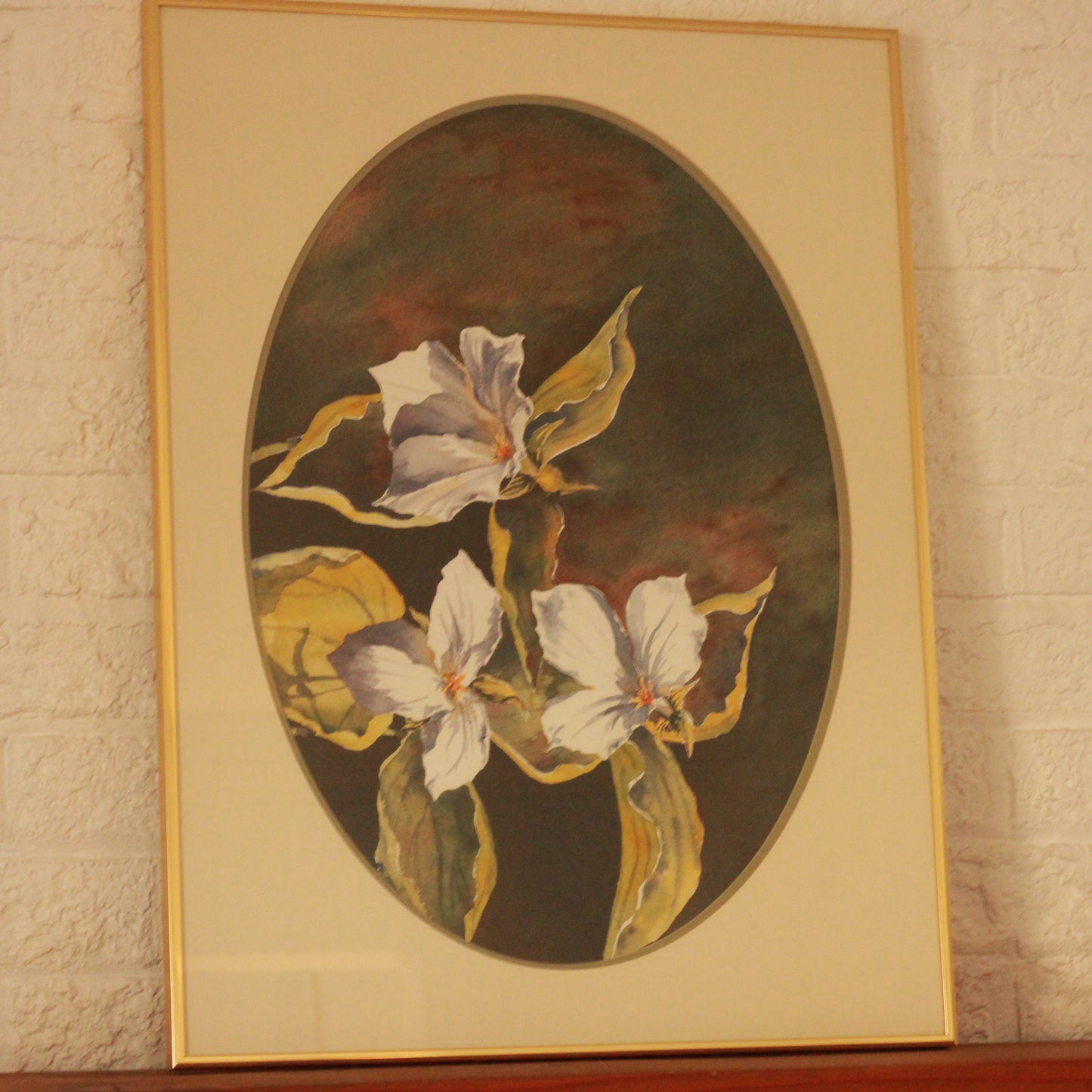 Vintage Trillium Flowers Watercolor by Fawn