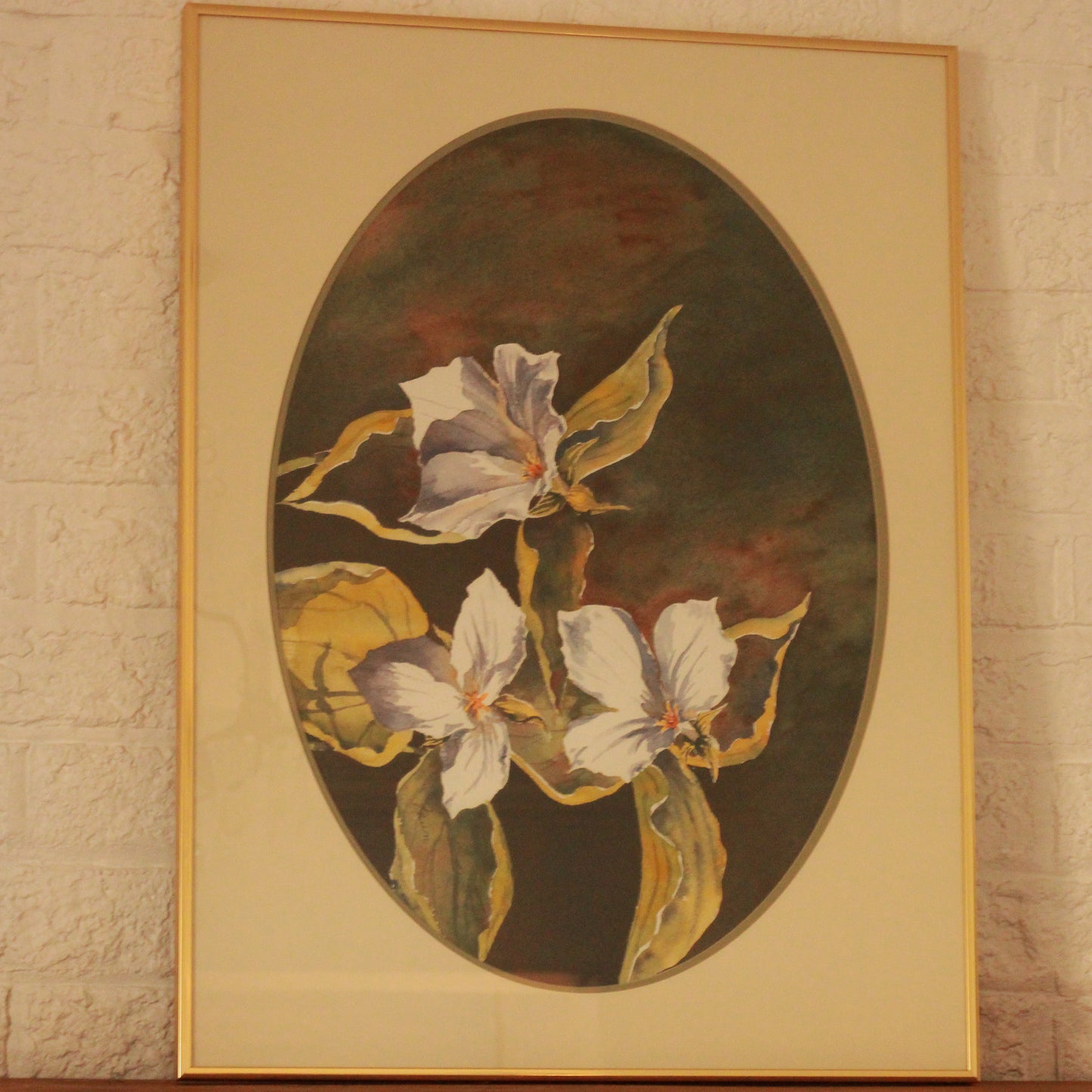 Vintage Trillium Flowers Watercolor by Fawn
