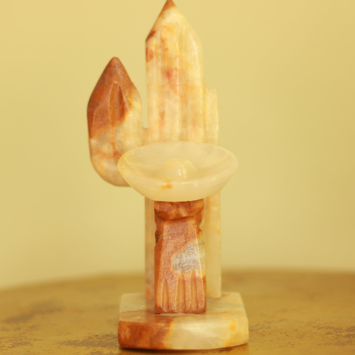 Vintage Carved Onyx Cactus Bookend