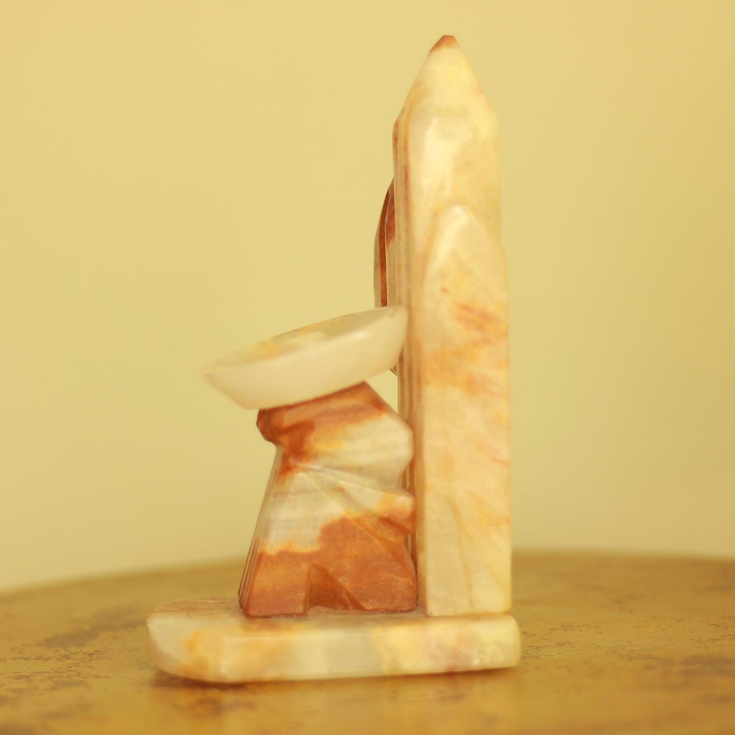 Vintage Carved Onyx Cactus Bookend