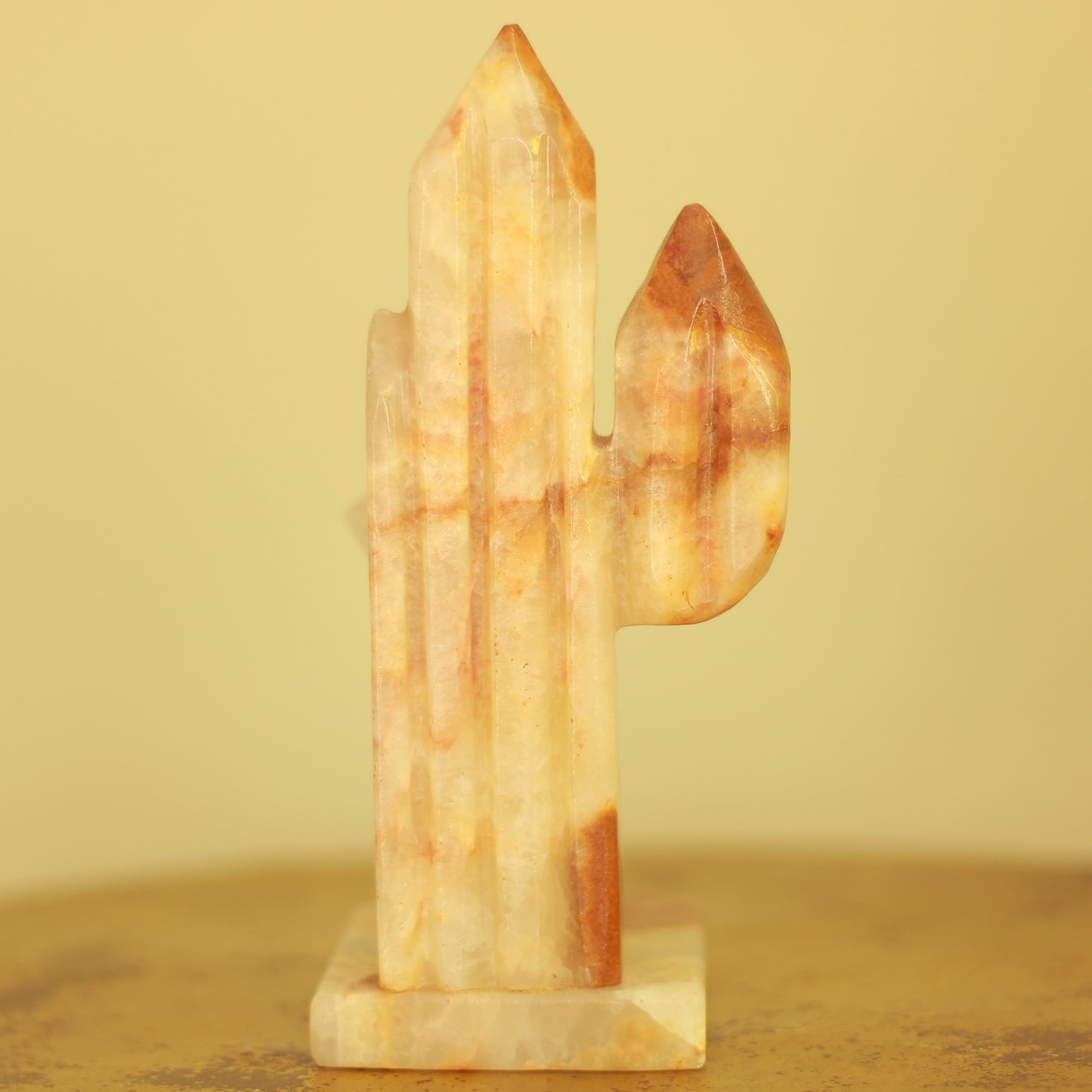 Vintage Carved Onyx Cactus Bookend
