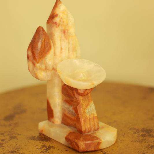 Vintage Carved Onyx Cactus Bookend