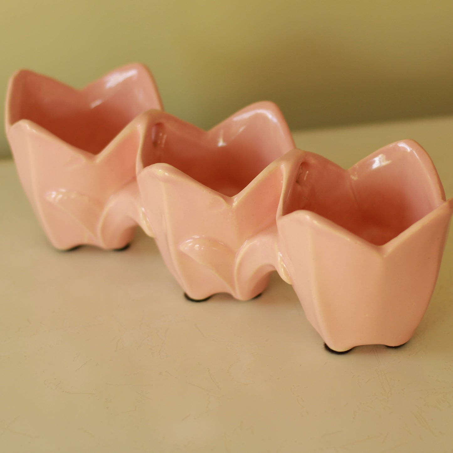 Vintage Triple Tulip Pink Planter