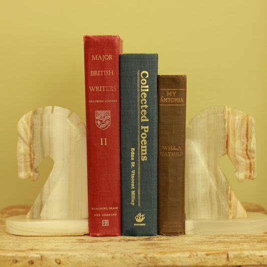 Vintage Set of Horse Head Onyx Bookends